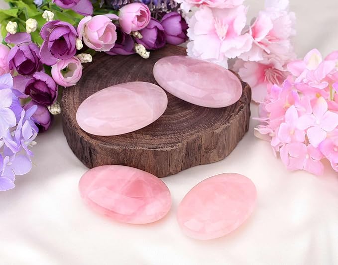 LAIDANLA Rose Quartz 2.4" Large Palm Stone Healing Crystals Natural Gemstones Calming Effects Energy Balancing Reiki Polished Worry Stone Cleansing Protection Anxiety Stress Relief Therapy 1PC