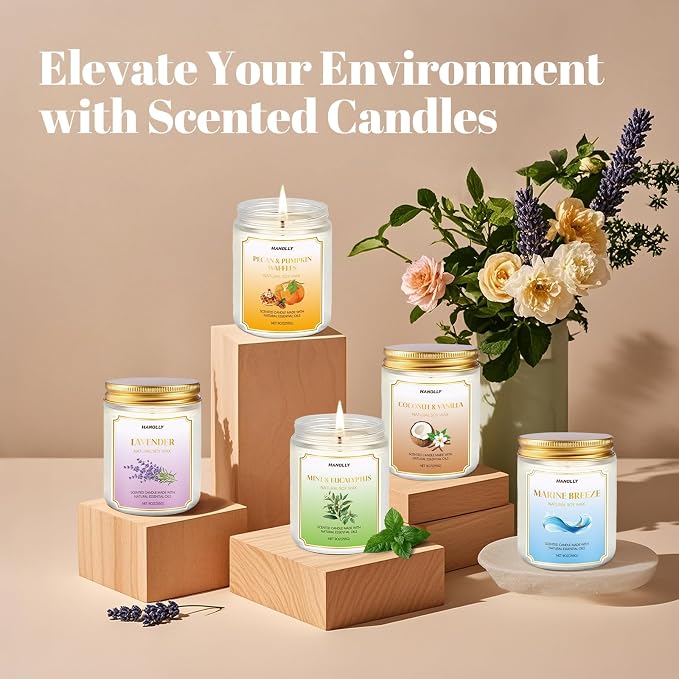 Scented Candles,Pecan & Pumpkin Waffles Scents, 9 oz Scented Candles for Home Soy Candle Wax, Lasting Aromatherapy Candles Gifts for Women Men, Perfect for Creating a Holiday Ambiance