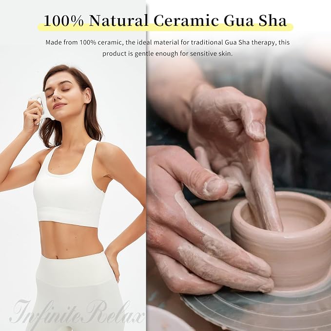 Advanced Ceramic Gua Sha Tool, Body gua sha tool for Women Men, Korean 괄사 Guasha Massage Tool for Fascia Massage and Cellulite；Lymphatic Drainage Tool, Face Sculpting Tool & Acupressure tool