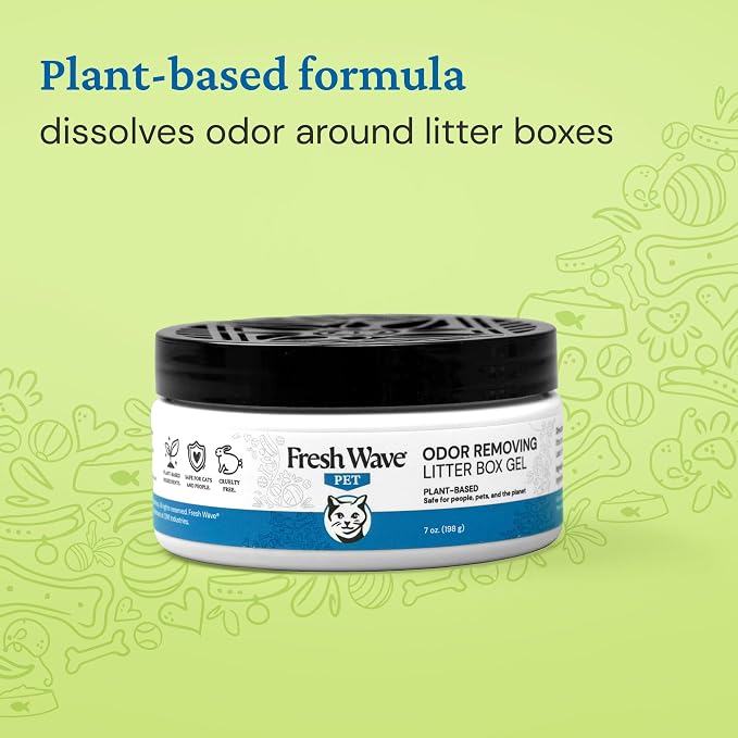 Fresh Wave Litter Box Gel, 7 oz - Cat Odor Eliminator for Home | Plant-based formula, No perfume or harsh chemicals, Place within 3 ft of litter box, Lasts 15-30 days, Safe for pets