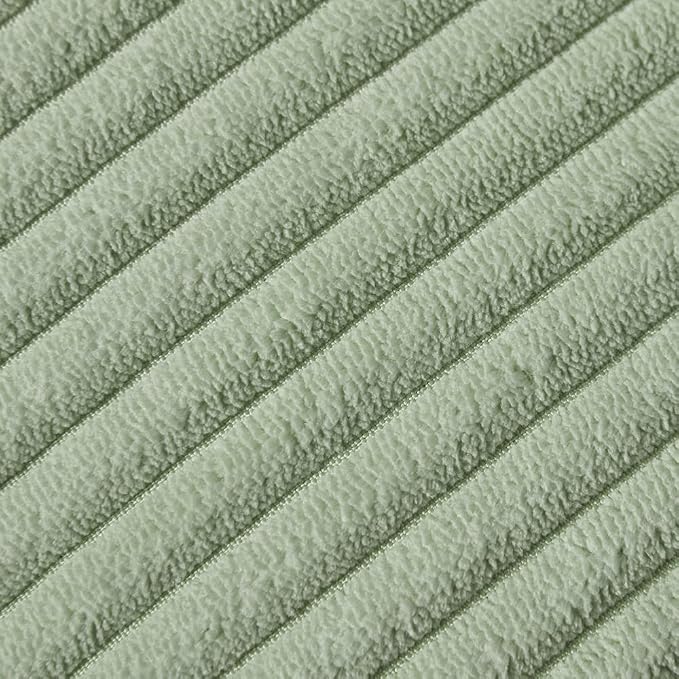 Fancy Homi Pack of 2 Sage Green Decorative Throw Pillow Covers 24x24 Inch with Pom-poms, Soft Corduroy Solid Square Cushion Covers for Couch Sofa Bedroom Car Living Room 60x60 cm