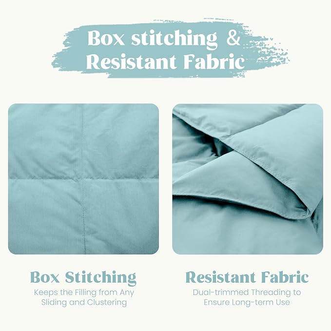 puredown® Soft Feather Down Throw Blanket Lightweight Packable Couch Throw for Indoor and Outdoor Use, Throw 50"X70", Teal Blue