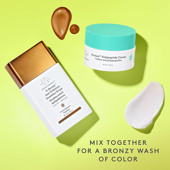 Drunk Elephant Gilded in Bronze Kit - Includes D-Bronzi Anti-Pollution Sunshine Drops (30 ml/1 fl oz) & Protini Polypeptide Cream (15 ml/0.5 fl oz) - Amazon Exclusive Holiday Gift Set