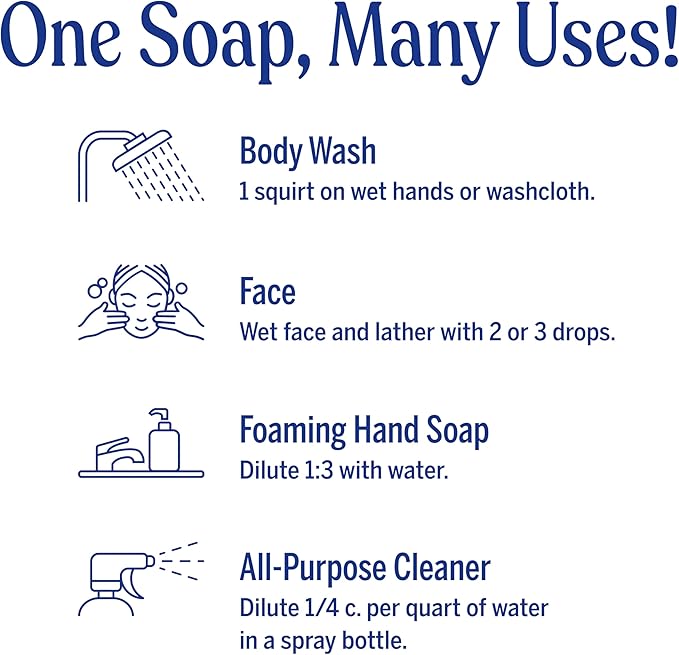 Dr. Bronner's Pure-Castile Liquid Soap, Made with Organic Oils, 18-in-1 Uses: Face, Body, Hair, Laundry, Pets and Dishes, Concentrated, Vegan, Non-GMO, Lavender, 32 Oz