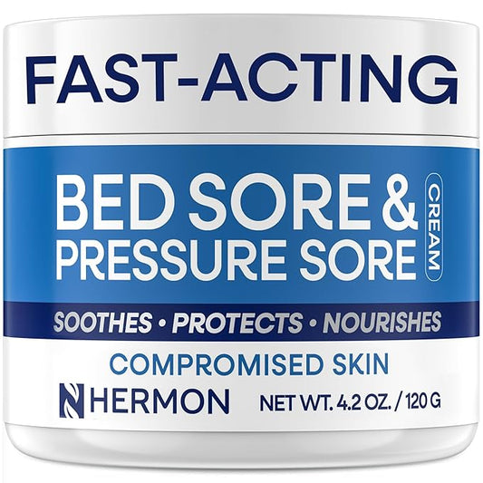 Hermon Bed Sore & Pressure Sore Fast Healing Cream – Skin Care Cream for Compromised Skin, Helps Support Healing of Bed Sores, Pressure Sores, Chafing, Minor Burns & Sunburn – 4.2 oz