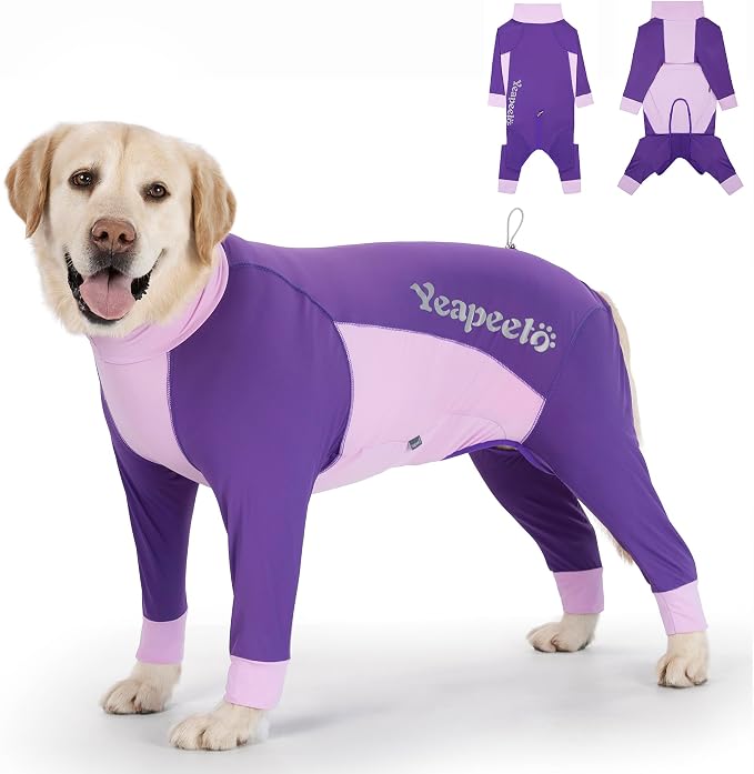 Dog Sun Protection Cooling Suit UPF 50+, Quick-Dry Breathable Jumpsuit for Large & Medium Dogs, Outdoor Dirt-Resistant Shedding Control Pet Apparel (Berry Purple, 4X-Large)