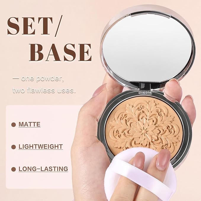 UCANBE Set & Prime Pressed Setting Powder – Lightweight Foundation Coverage & Oil Control, Hydrating | Long-Lasting | Alcohol-Free | Paraben-Free | Smooth Matte Finish (Natural)