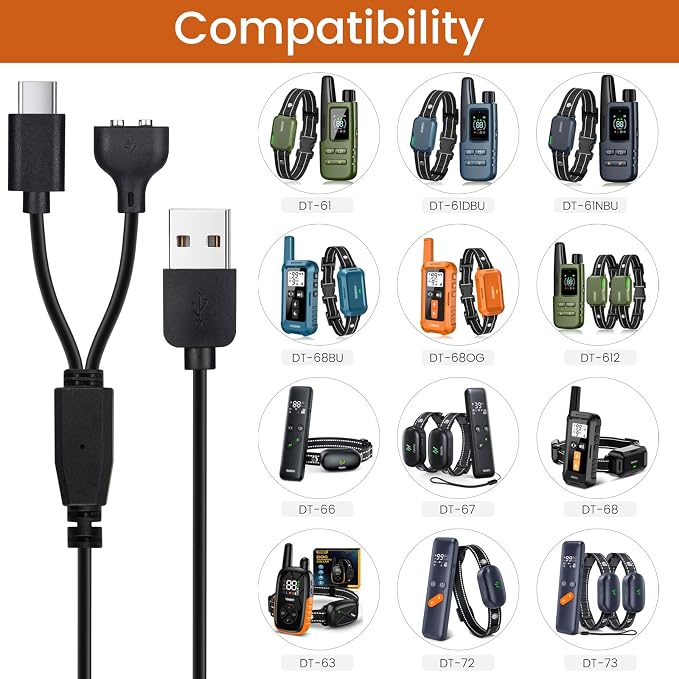 Dog Shock Collar Charger Cord for Jugbow DT-61 Dog Training Collar