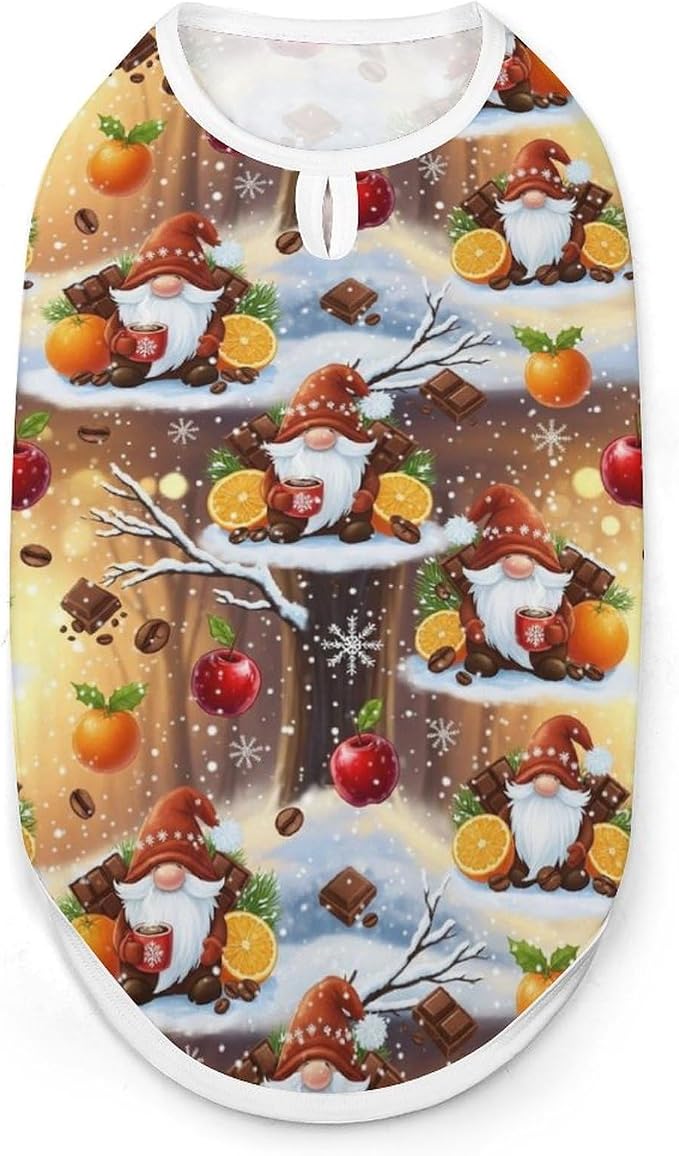Soft Breathable Clothes Puppy Vest Cat Cute T Shirt Costumes Dog Shirt Snow Fruit Coffee Gnome