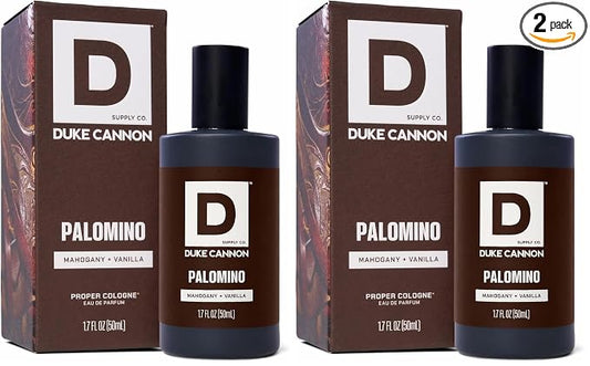 Duke Cannon Proper Cologne Palomino | Men's Eau de Parfum | Mahogany and Vanilla | Subtle, Long-Lasting Natural Scent | 1.7 fl oz (Pack of 2)