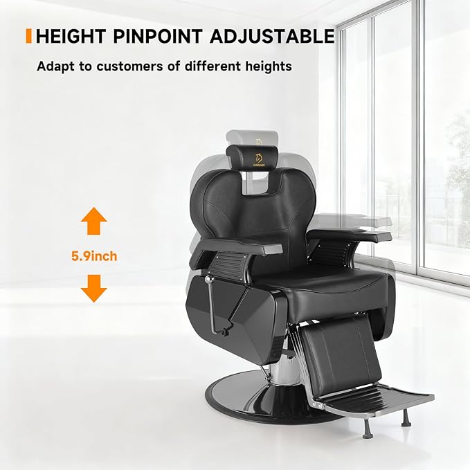 Barber Chair Hydraulic Reclining Salon Chair Styling Chairs Hair Chair 360 Degrees Rolling Swivel Barber Chairs for Barbershop Hair Salon Black