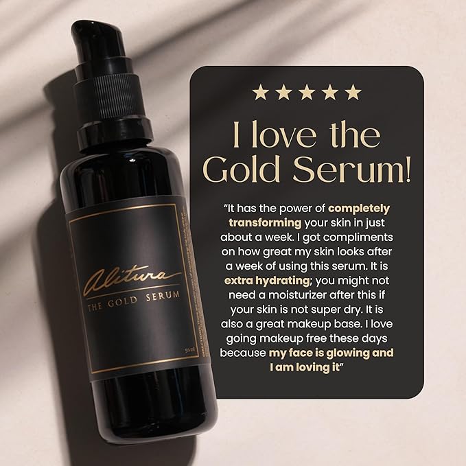 Alitura Anti-Aging Peptide & Collagen Gold Serum for Face – with Vitamin A, CoQ10 & Astaxanthin – Korean-Inspired Hydrating Serum for Wrinkles, Radiance & Firmness – 100ml