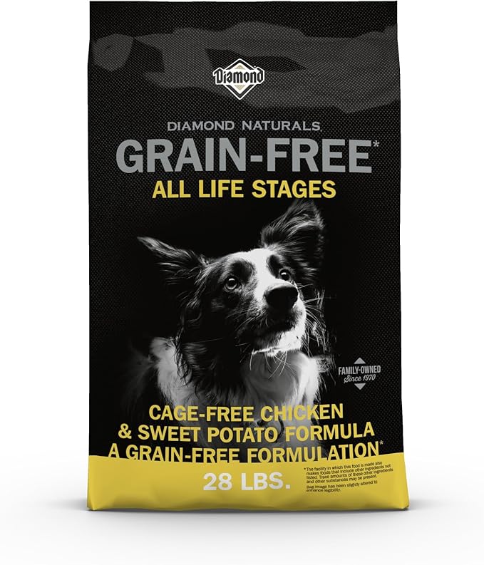 DIAMOND NATURALS Grain-Free Dry Dog Food, Cage-Free Chicken, 28lb | Puppy, Adult & Senior Dogs | Real Chicken & Sweet Potatoes for All Day Energy | Guaranteed Probiotics for Digestive Support