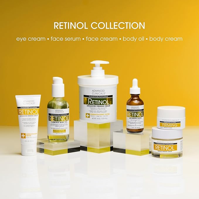 Advanced Clinicals Retinol Body Firming Oil | Retinol Body Oil After Shower Moisturizer Targets Look Of Crepey Skin & Wrinkles | Infused With Caffeine, Algae, & Vitamin E, Fragrance Free, 3.8 Fl Oz