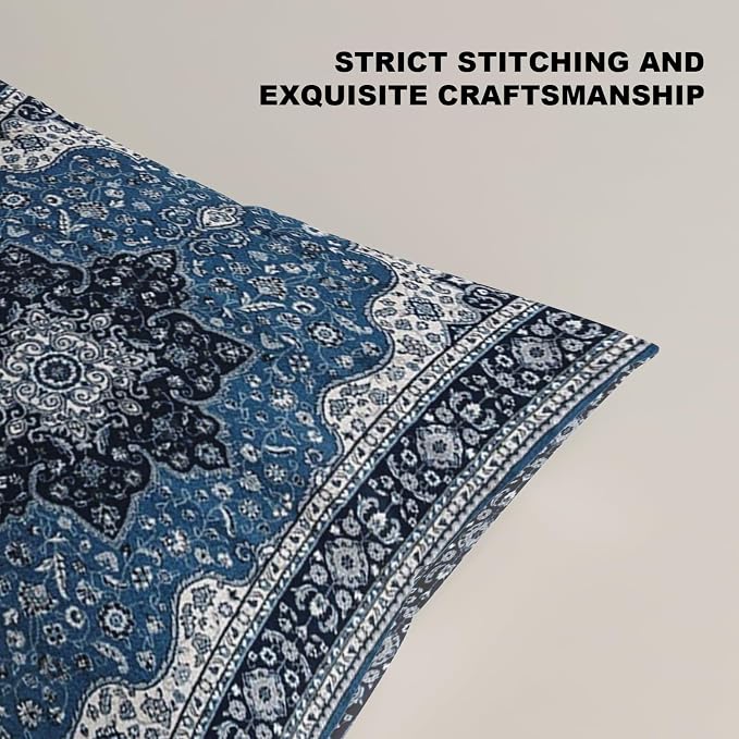 Boho Throw Pillow Covers 12x20 inch Set of 2,Soft Pillowcases Bohemia Carpet Printing Pattern Decorative Sofa Living Room Bed Rectangle Pillow Case Cushion Cover-Blue