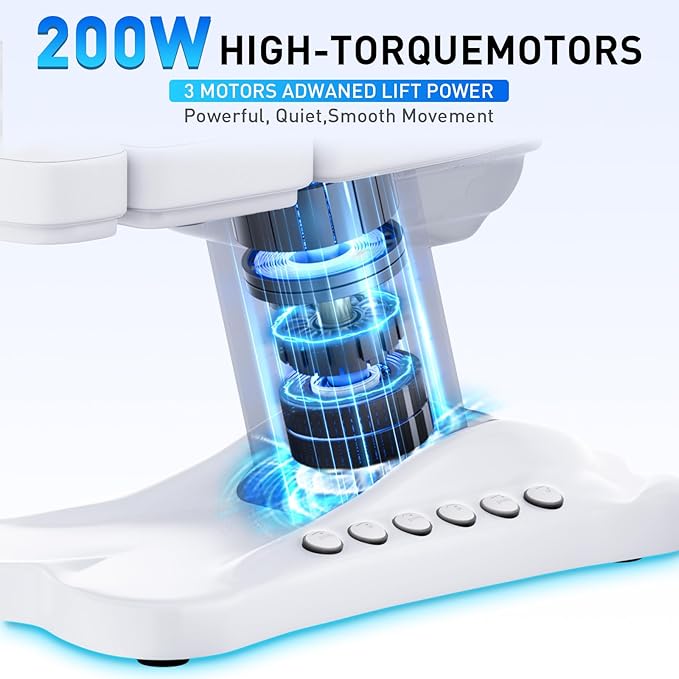 Fully Electric Massage Table with Lift, 1500lbs Capacity - Professional Adjustable Facial Bed for Estheticians, Spa & Waxing, Heavy-Duty 550lbs Capacity 2r5 2r7 (White - Fully B)