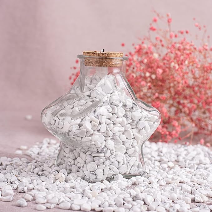 Polished Howlite Crystal Chips 200 Pcs - 0.3" 10 oz Tumbled Stone Chips Crushed Sea Glass Stones Healing Reiki Crystal Jewelry Making Home Decoration