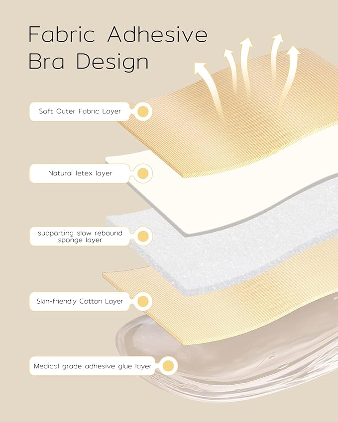 Niidor Adhesive Bra Strapless Sticky Invisible Push up Silicone Bra for Backless Dress with Reusable Nipple Covers