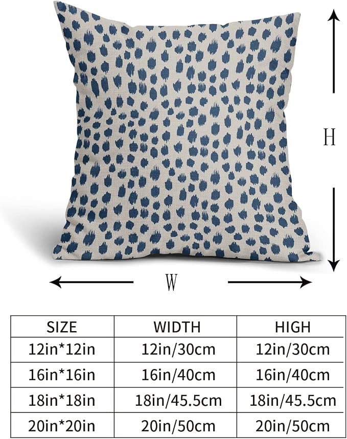 Light Blue Cream Pillow Covers 16x16 Set of 2 Boho Design Polka Dot Throw Pillows Modern Brush Strokes Print Decorative Outdoor Pillowcase Square Cushion Cover Linen Pillow Case for Sofa Couch Bed