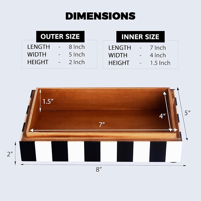 Handicrafts Home Small Decorative Storage Box with Lid, Black and White Keepsake Box, Decorative Trinket Box for Jewelry, Desk Organizer, Coffee Table & Shelf Decor, Puzzle Check - 8 x 5 x 2 Inch