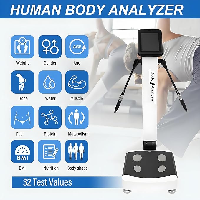 Smart Body Composition Analyzer with Printer - 10" Touchscreen Body Fat Scale Measures 40+ Health Metrics, Muscle, BMI, BMR, Cloud Storage for Home, Gym, Clinic Use