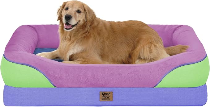 Waterproof Orthopedic XL Dog Bed for Large and Extra Large Dogs | Egg Crate Foam, 4-Sided Bolster Support, Waterproof Liner, Non-Slip Bottom, Machine Washable Cover, 42 x 30 Inch
