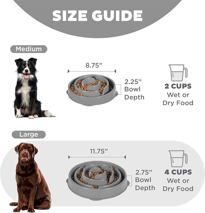 Outward Hound Fun Feeder Slo Bowl Dog Slow Feeder, Drop, Gray, 11.8"