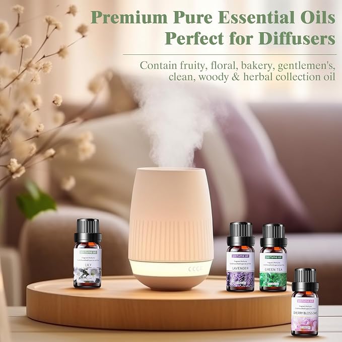 42 Pcs Essential Oil Set for Diffuser 10ml Sweet Orange Lavender Lemongrass Peppermint Eucalyptus Rose Each Fragrance Oil for Candle Making, Soap Making, Aromatherapy, Humidifiers (Classic)