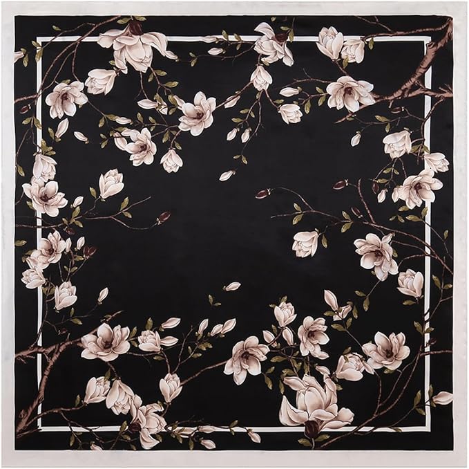 K-Elewon Large Square Scarf 43" Silk Scarf Fashion Scarves Silk Feeling Hair Wrapping Scarfs Night Sleeping Headscarf