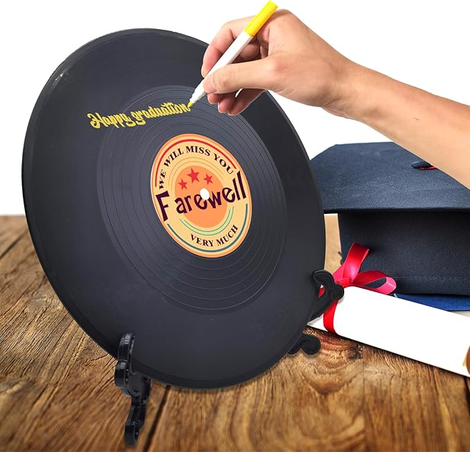 Farewell Guest Book Alternative Signature Vinyl Record Congrats, Retirement Party Vinyl Record Guest Book Supplies Decorations Going Away Gifts for Men Women, We Will Miss You Farewell Party（Orange）