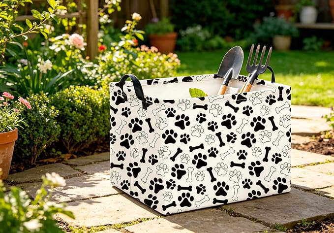 CLOCOR Rectangular Storage Bin, Waterproof Home Organization,Gift Basket(Paw)
