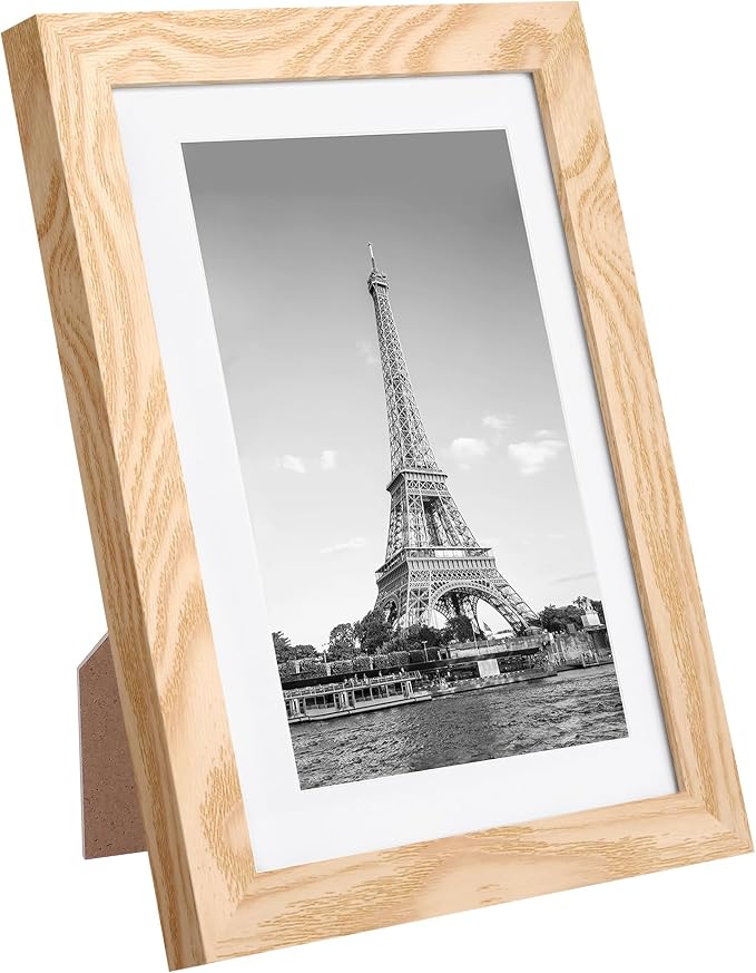 upsimples 5x7 Picture Frame Set of 10, Display Pictures 4x6 with Mat or 5x7 Without, Multi Photo Frames Collage for Wall or Tabletop Display, Natural | Small Frame Fit 4x6 and 5 x 7 Photos, Wall or Tabletop Display, For Gallery Hallway Living Room, For...