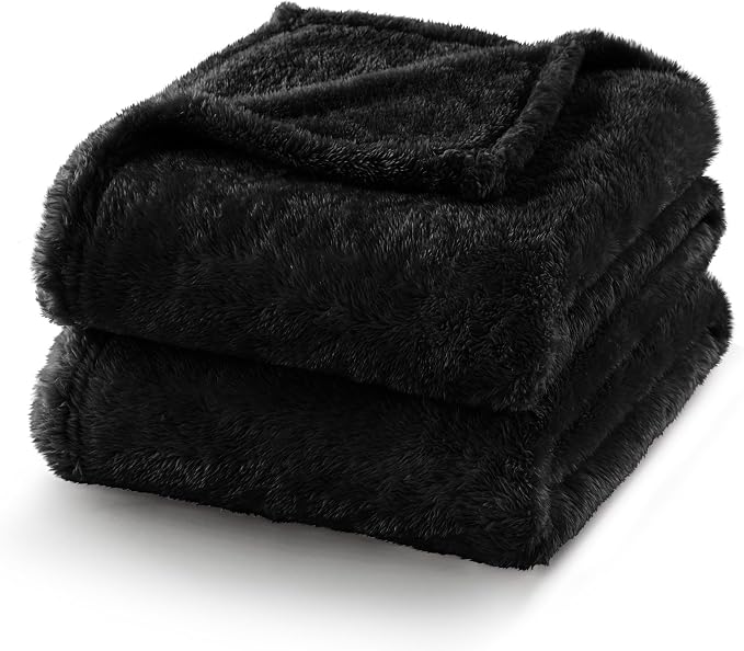 Exclusivo Mezcla Fuzzy Plush Fleece Bed Blanket Twin XL Size, Black | 90x66 Inches, Super Soft and Cozy Bed Blanket, Fluffy Blanket for Bed, College Dorm Room Essentials, All Season