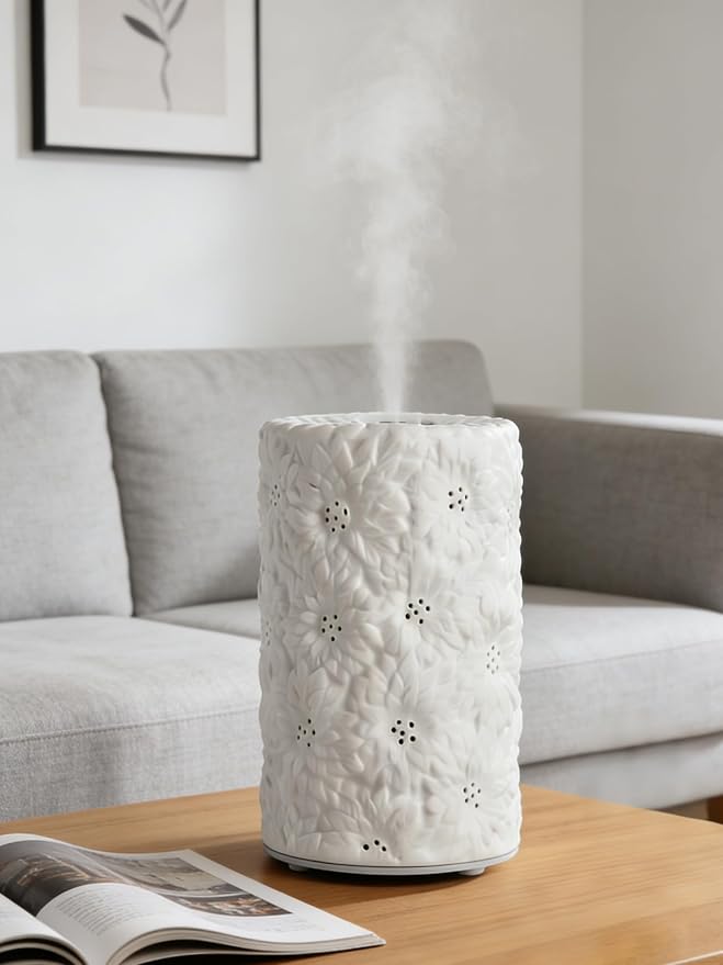 Ceramic Essential Oil Diffusers,Small Cute for Office, Home for Aromatherapy,Bedroom Humidifier Air Fragrance,Room Scent, Smell,Light Decor para Casa De Essentials Aesthetic Aroma (D)