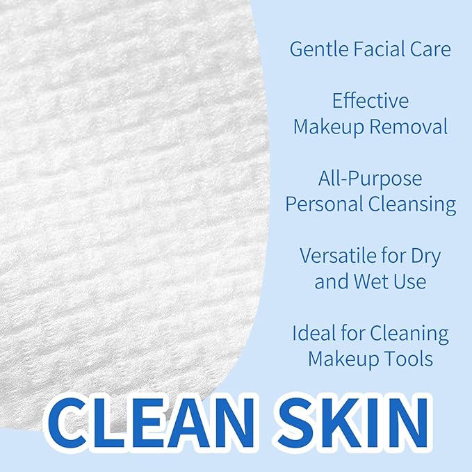 Clean Skin Face Towels XL,Disposable Face Towelettes (50 Count) Plant Based Cleansing Towelettes for skin care,Makeup Removal,Unscented Facial Cloths, Soft and Gentle,100% viscose fiber