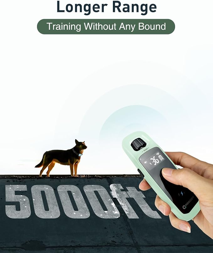 ABBIDOT Shock Collar for Dogs, 3300 FT Dog Training Collar with Remote, IPX7 Waterproof with 4 Training Modes, Rechargeable E-Collar for All Breeds (15-120 lbs) (Light Blue, 1 Collar)