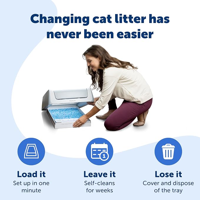 PetSafe ScoopFree Self-Cleaning Cat Litter Box Tray Refills with Premium Blue Non-Clumping Crystals, 3-Pack | No-Scoop Crystal Cat Litter, 5x Faster Odor Control, 99% Dust-Free, Easy Cleanup, Leak-Proof Disposable Tray Refill with Lid
