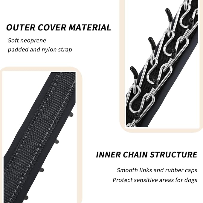 Martingale No Pull Dog Collar for Large Medium Small Dogs, Heavy Duty Nylon Reflective Adjustable Anti Pull Slip Collar with Buckle for Training Walking M Black Black