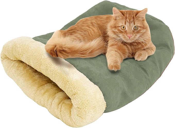 4 in 1 Self Warming Burrow Cat Bed Hideway Sleeping Cuddle Cave | Keep Warming, Machine Washable, Easy to Clean, Soft & Comfortable, Pet Beds fo Cats & Dogs, Cozy Privacy Nook
