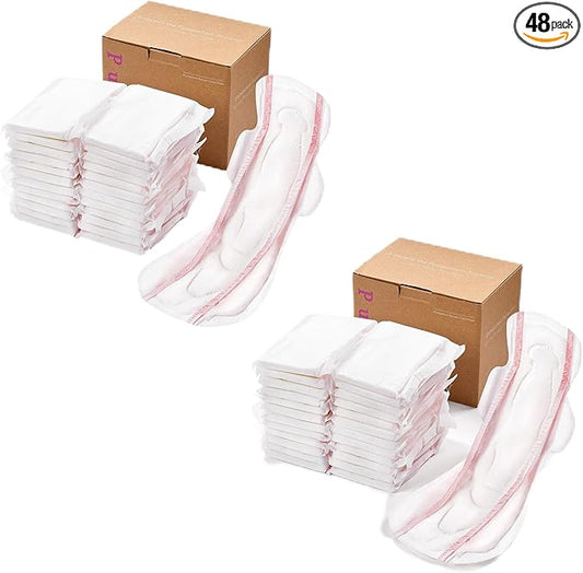 PurComfy Premium Postpartum Pads with Wings, Large Maximum Absorbency Postpartum Maternity Pads Ultra Soft Heavy Flow Secure Leak Protection After Birth, 48 Count