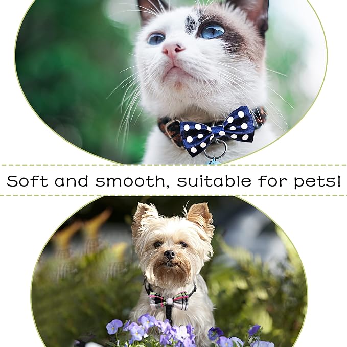 PET SHOW 5 Pack Plaid Dog Bowties for Small Dogs Slide on Collar