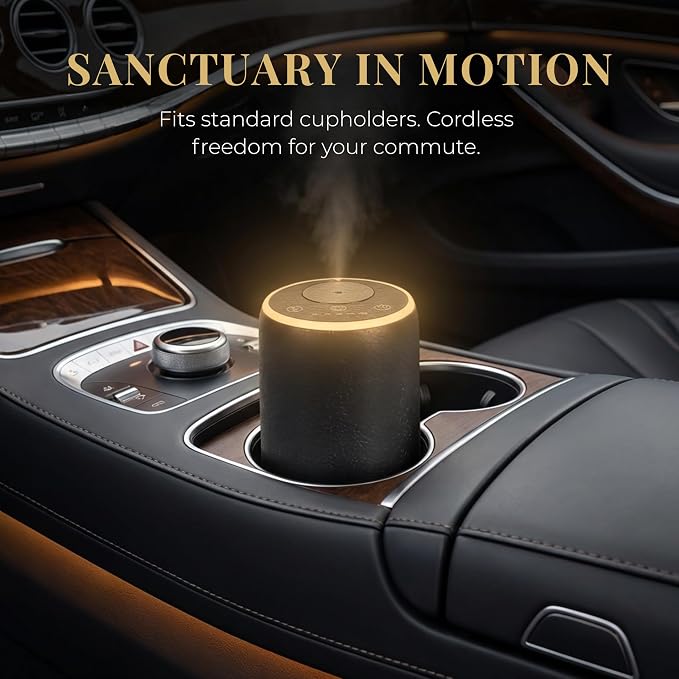 Aurora Waterless Essential Oil Diffuser | Aromatherapy Nebulizer | No Water No Heat | Desk & Car | RGB Light | Obsidian