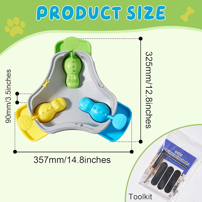 3-in-1 Interactive Dog Treat Dispenser, Multi-Pet-Share Dogs Slow Feeder Dispenser Puzzle, Press-to-Release Dog Puzzles for Smart Dogs, IQ Training and Mental Stimulation Puzzle Toys (Grey)