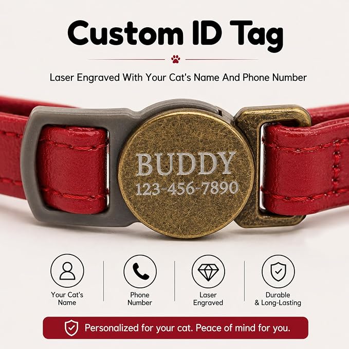 Personalized Breakaway Cat Collar with Name, Green