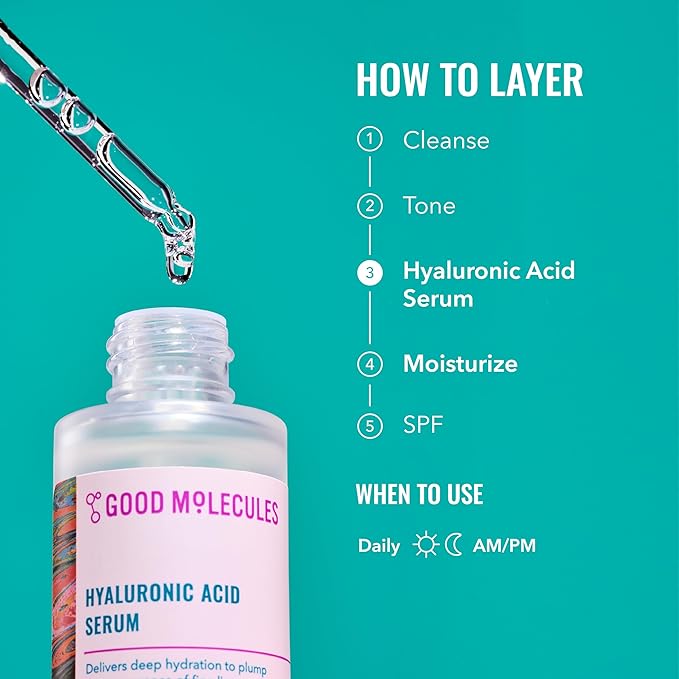 Good Molecules Hyaluronic Acid Serum Pack 3 – 75 ml / 2.5 fl oz Each | Lightweight Facial Serum with 1% Hyaluronic Acid for Hydration