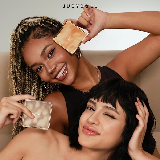 JUDYDOLL Highlight & Contour Palette, All-in-One Matte Highlighter Contour Compact, Natual Finish, Ultra-fine Powder, Easy to Apply, Blendable Face Makeup for All Skin Tones (04 Blush Shadow Palette)