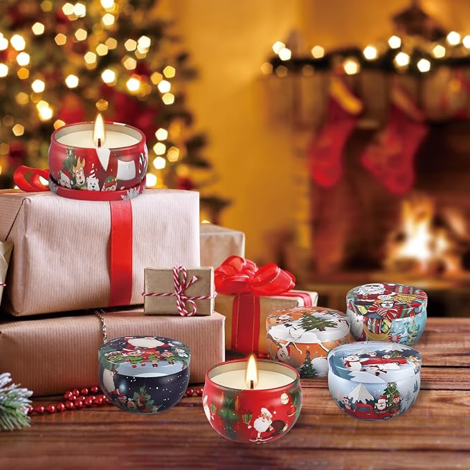WPONSZU 16Pack Christmas Scented Candles, Gift Set 2.5oz Strong Fragrance Aromatherapy Candles,Portable Travel Tin Jar Candles Gifts for Home Scented Decoration Valentine'sDay