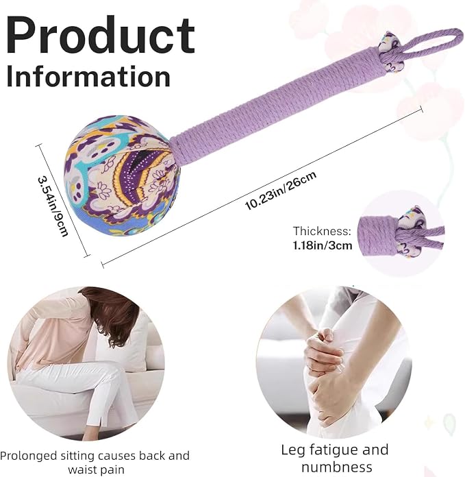 Manual Massage Hammer, Mugwort Massage Hammer, Handheld Body Percussion Tool for Back Neck Shoulder Leg Muscle Relief 26cm-Purple