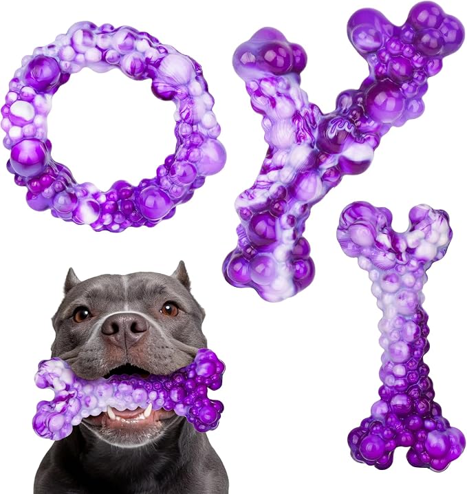 3Pack Bone Indestructible Dog Chew Nylon Toys for Aggressive Chewers