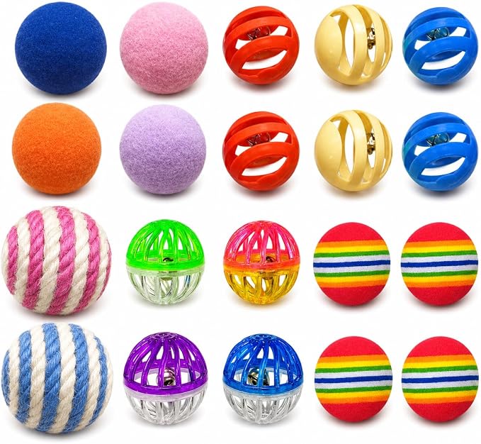 Cat Toys for Indoor Cats, 20 Packs Cat Toys Balls